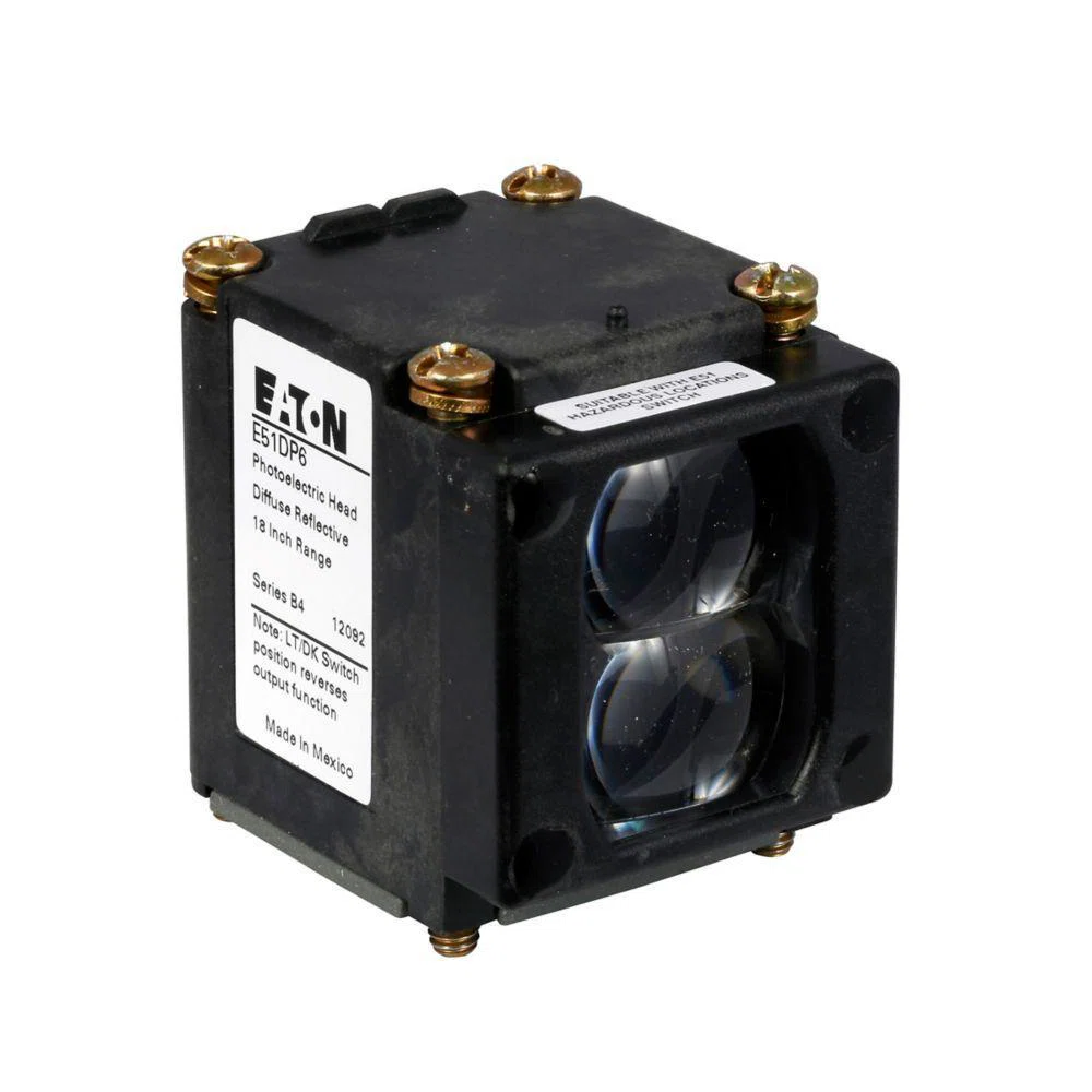 E51DP6 Right Angle Modular Sensor Head, Photoelectric/Diffuse Reflective Sensor, 19 in, 20 ms AC/DC ON, 30 to 22 ms AC/DC OFF Response