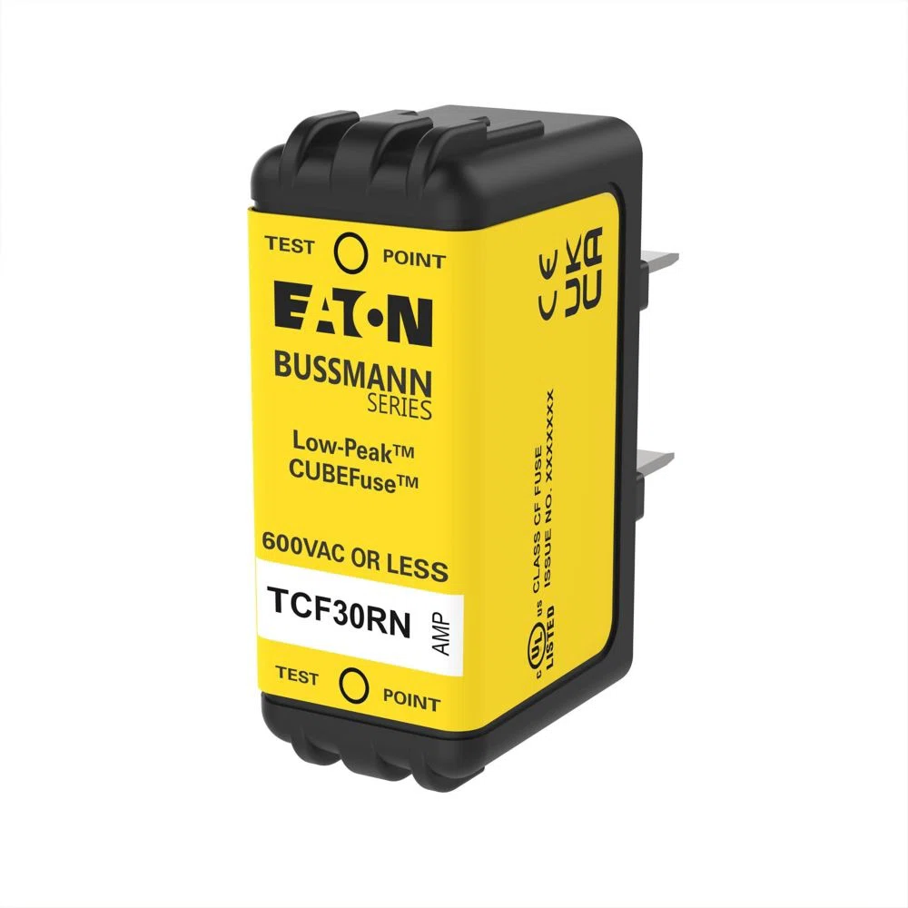 TCF30RN CUBEFuse Non-Indicating Time Delay Fuse, 30 A, 600 V AC/300 V DC, 100/300 kA Interrupt, Class: CF, Square Blade Body