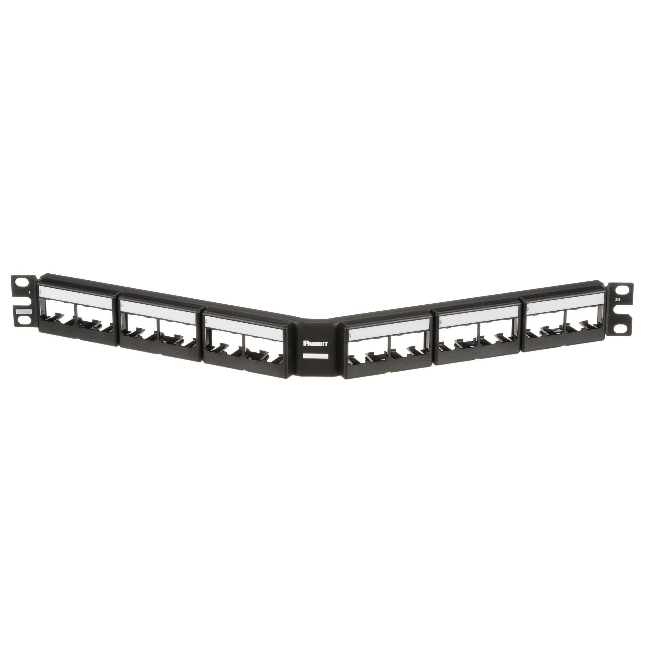 CPPLA24WBLY Mini-Com PanNet 1RU Angled Unloaded Unshielded Front Access Modular Patch Panel, 24 Ports, Cold Rolled Steel