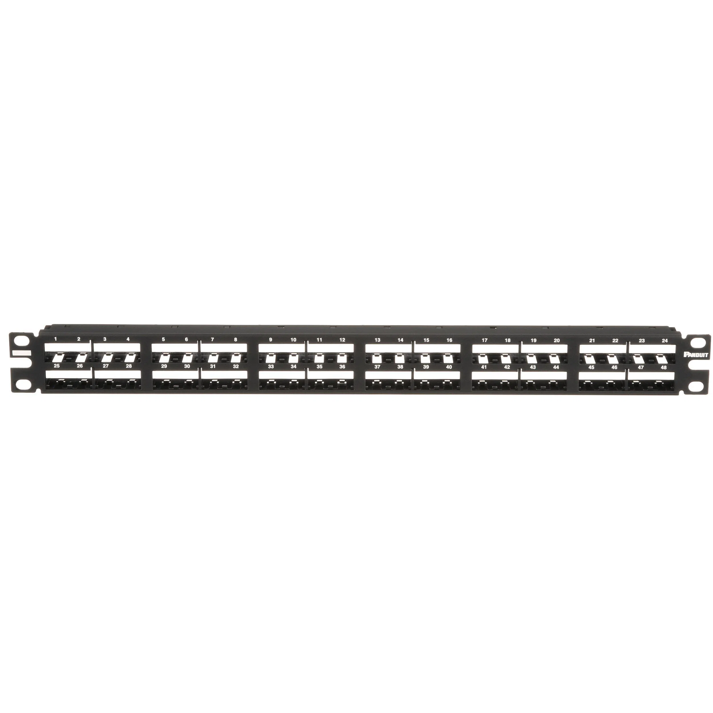 CPP48HDEWBL Mini-Com PanNet 1RU Flat High Density Unshielded Modular Patch Panel, 48 Ports, Cold Rolled Steel
