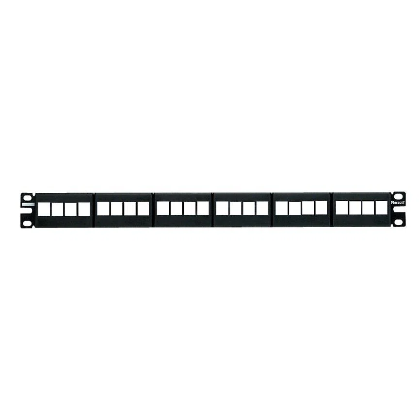 NKFP24Y NetKey 1RU Flat Keystone Unshielded Front Access Modular Patch Panel, 24 Ports, Cold Rolled Steel