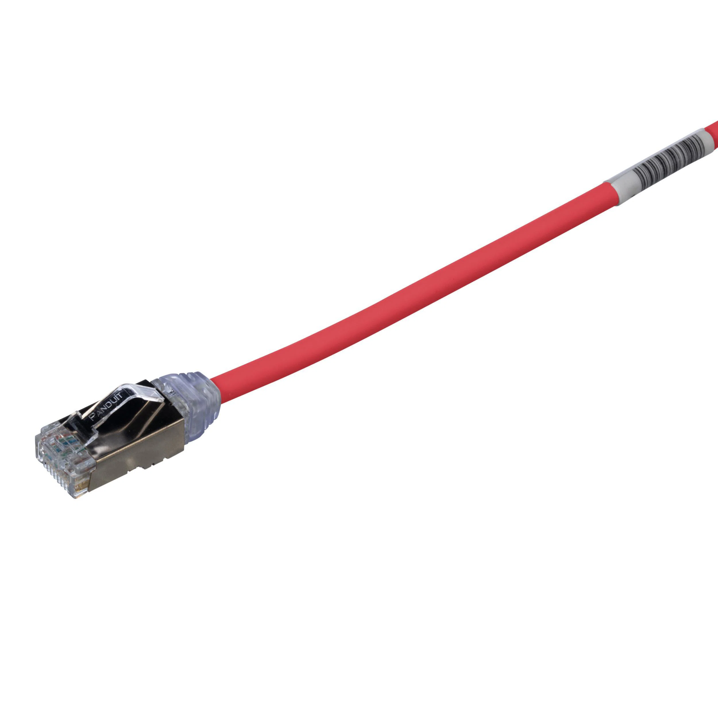 STP28X1MRD PanNet TX6A-28 Class EA Small Diameter Patch Cord, Cat 6A, 28 AWG F/UTP Shielded Solid Copper Conductor, RJ45 Modular Plug Connector, 1 m L Cord, Red