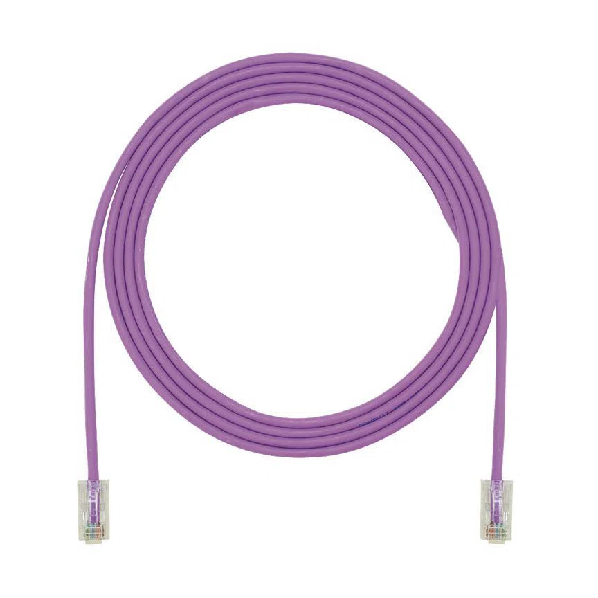 UTP28CH7VL PanNet TX5e-28 Class D Small Diameter Patch Cord With Pan-Plug Modular Plugs on Each End, Cat 5E, 28 AWG U/UTP Copper Stranded Conductor, RJ45 Modular Plug Boot Connector, 7 ft L Cord, Violet
