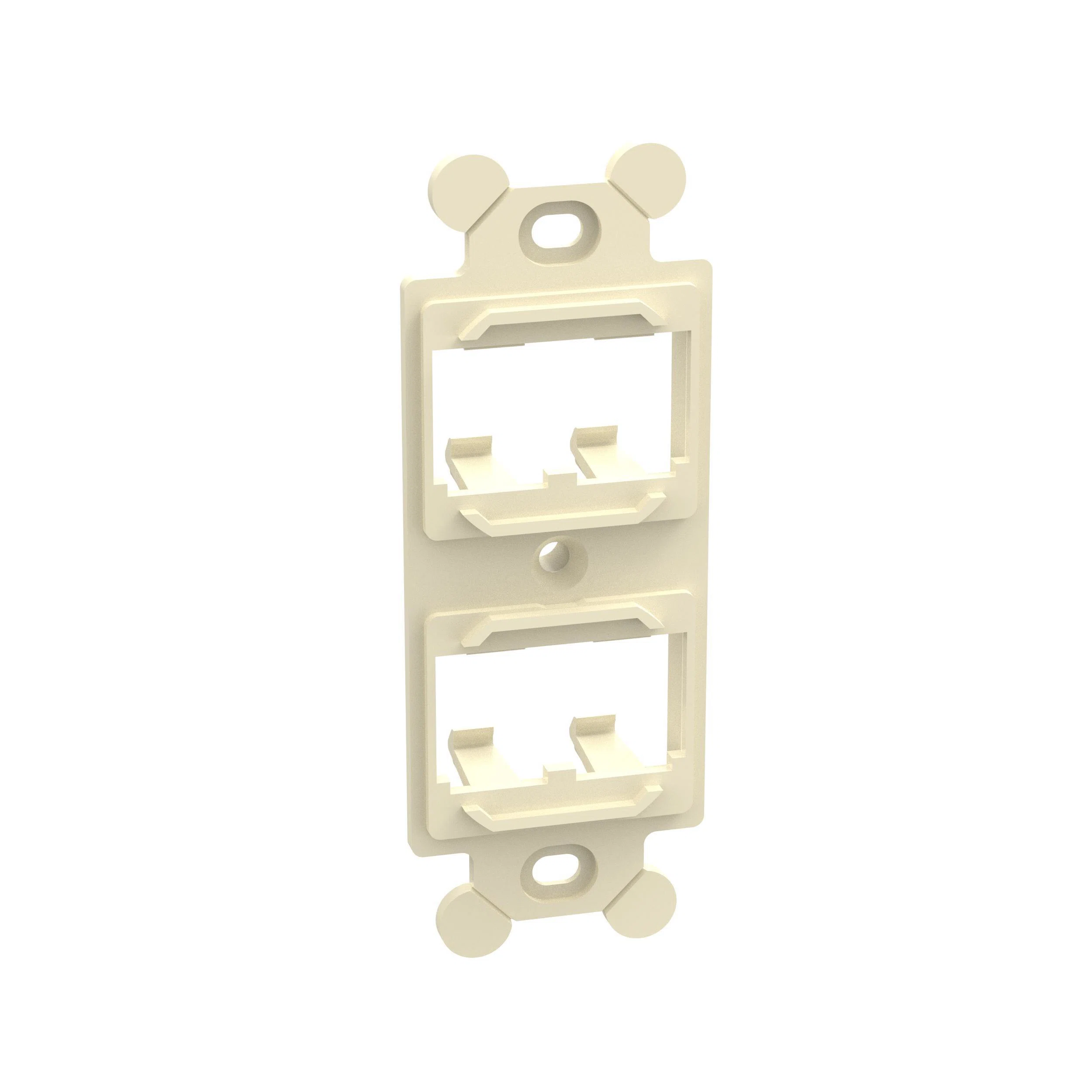 CF1064EIY Mini-Com PanNet Duplex Flat Module Adapter Frame, 1 Gangs, 4 Ports, ABS, Electric Ivory, For Use With 106 NEMA Faceplates and Mini-Com Module