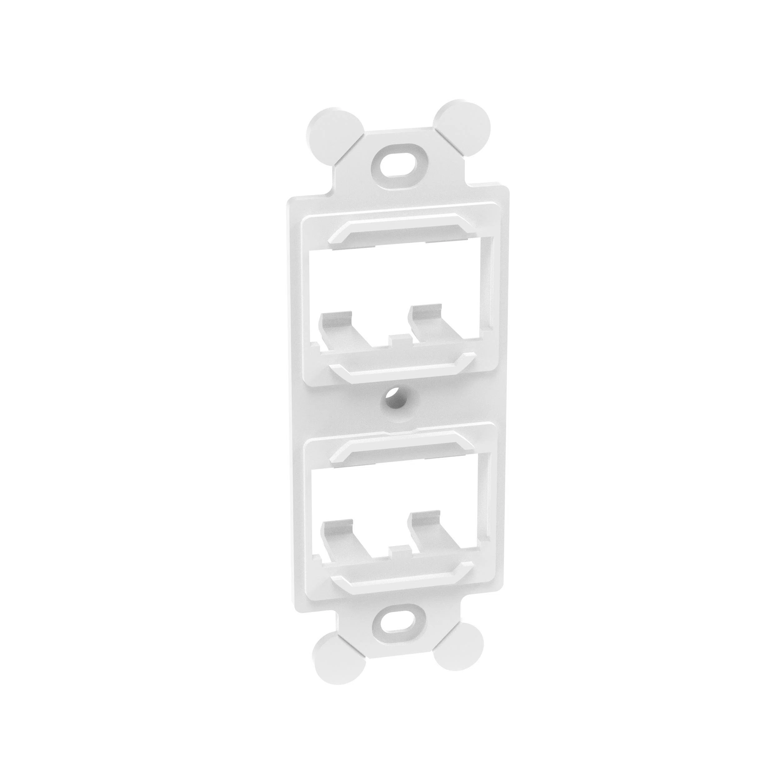 CF1064WHY Mini-Com PanNet Duplex Flat Module Adapter Frame, 1 Gangs, 4 Ports, ABS, White, For Use With 106 NEMA Faceplates and Mini-Com Module