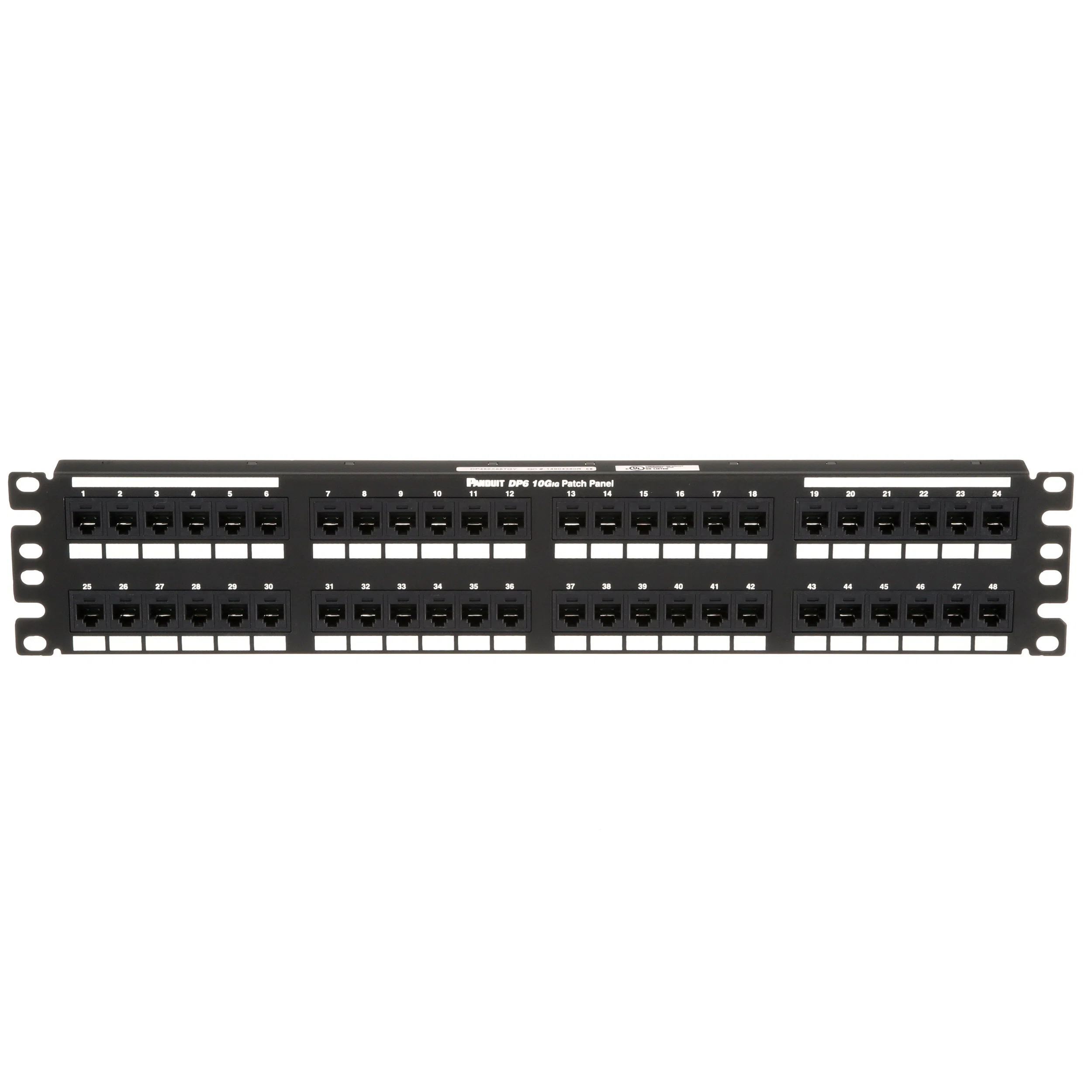 DP486X88TGY 10Gig Data-Patch DP6A PanNet 2RU Flat Patch Panel Kit, 48 Ports, Cat 6A, 26 to 22 AWG Terminal, Cold Rolled Steel