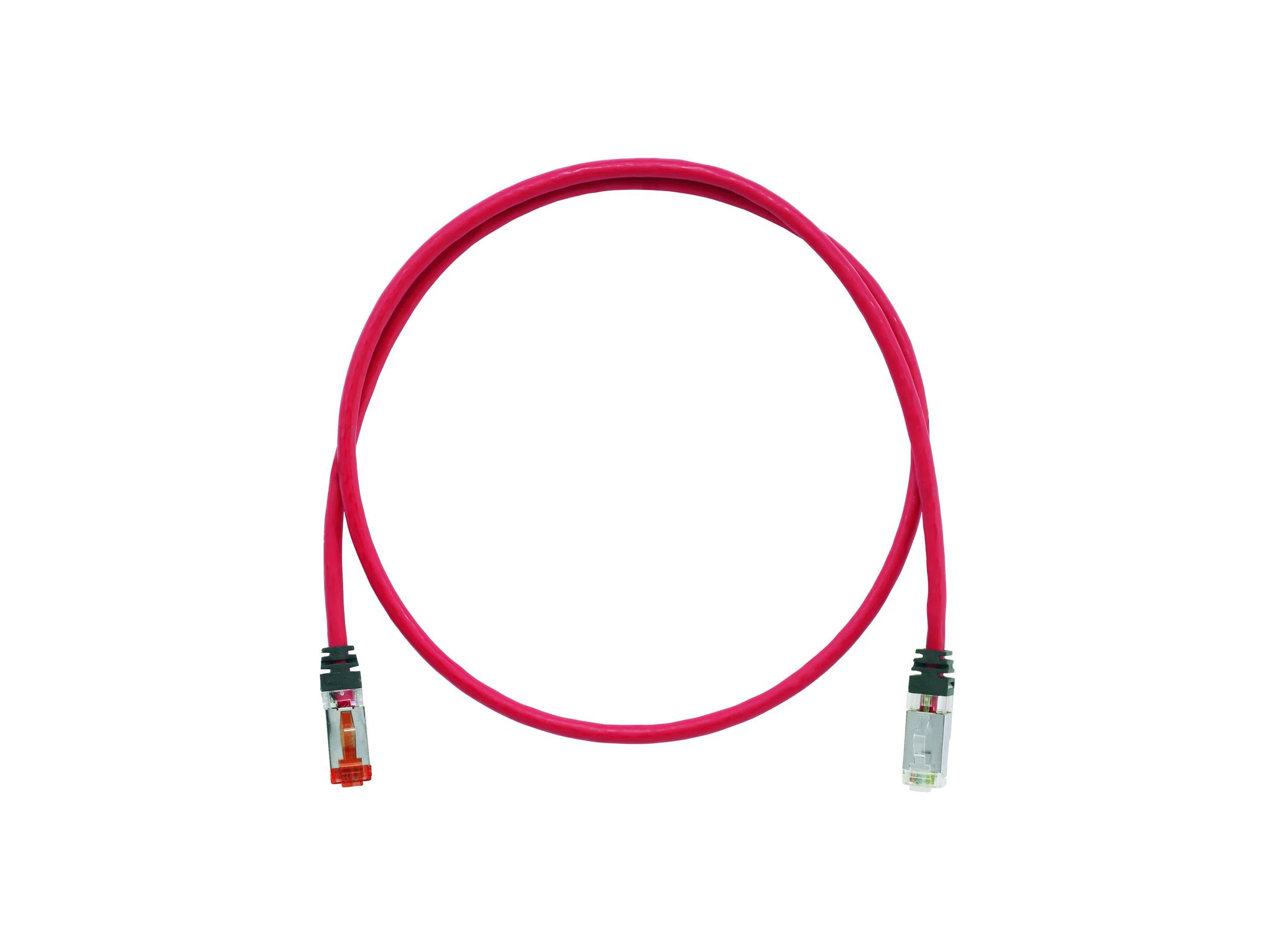 STPK6X7RD PanNet TX6A 10Gig Shielded Patch Cord, Cat 6A/Class EA, 26 AWG S/FTP Stranded Copper Conductor, Keyed Modular Plug x Non-Keyed Modular Plug Connector, 7 ft L Cord, Red