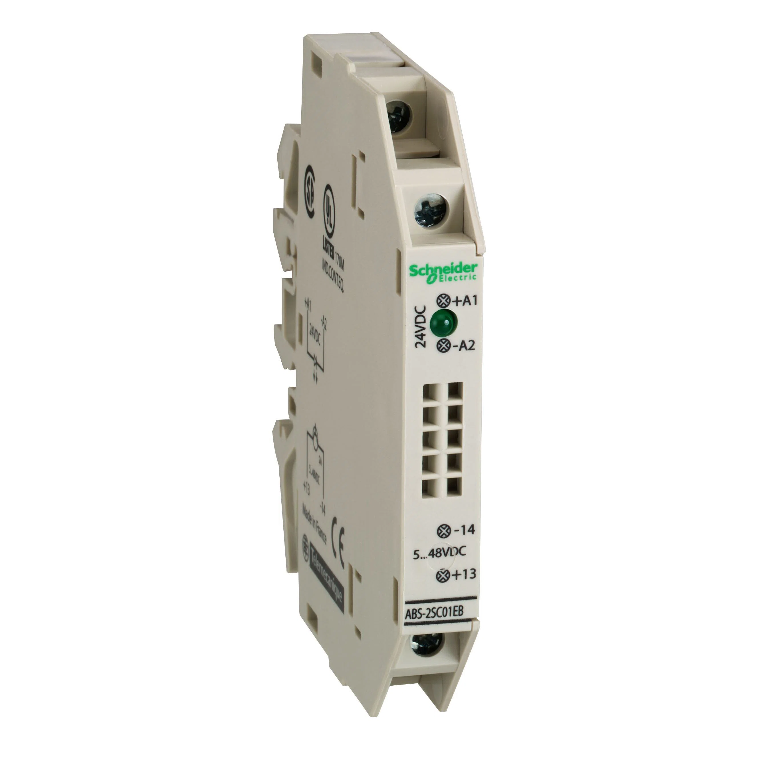 ABS2SC01EB Advantys Slim Solid State Output Interface Relay, 12 mA, 1NC 1 Form B Contact, 24 V DC V Coil