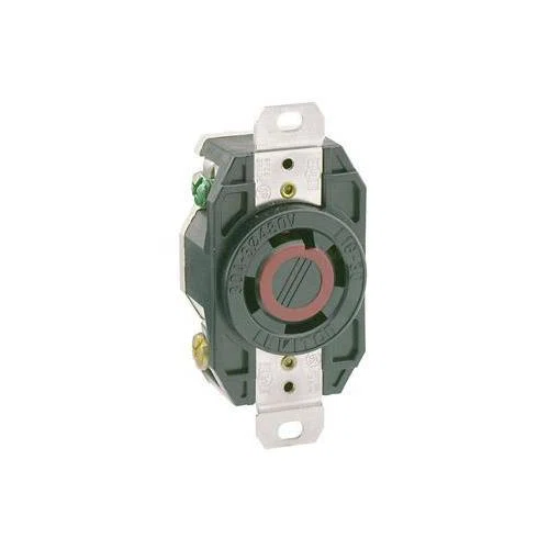 2730 3-Phase Y Grounding Locking Receptacle, 480 V AC, 30 A, 3 Poles, 4 Wires, Black
