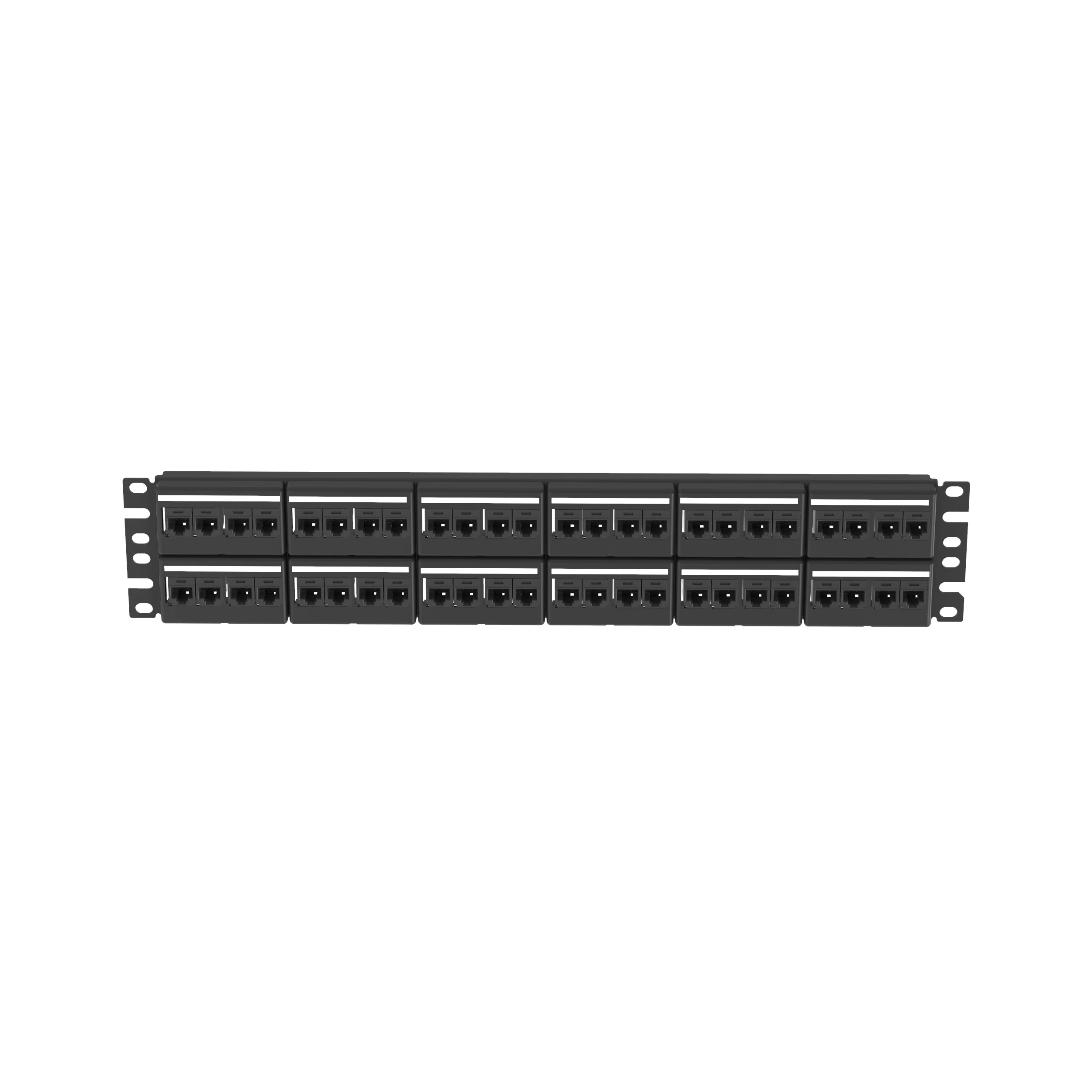 CPPKL6G48WBL Mini-Com PanNet 1RU UTP Flat Unshielded Patch Panel Kit With Black Faceplate, 48 Ports, Cat 6, Cold Rolled Steel