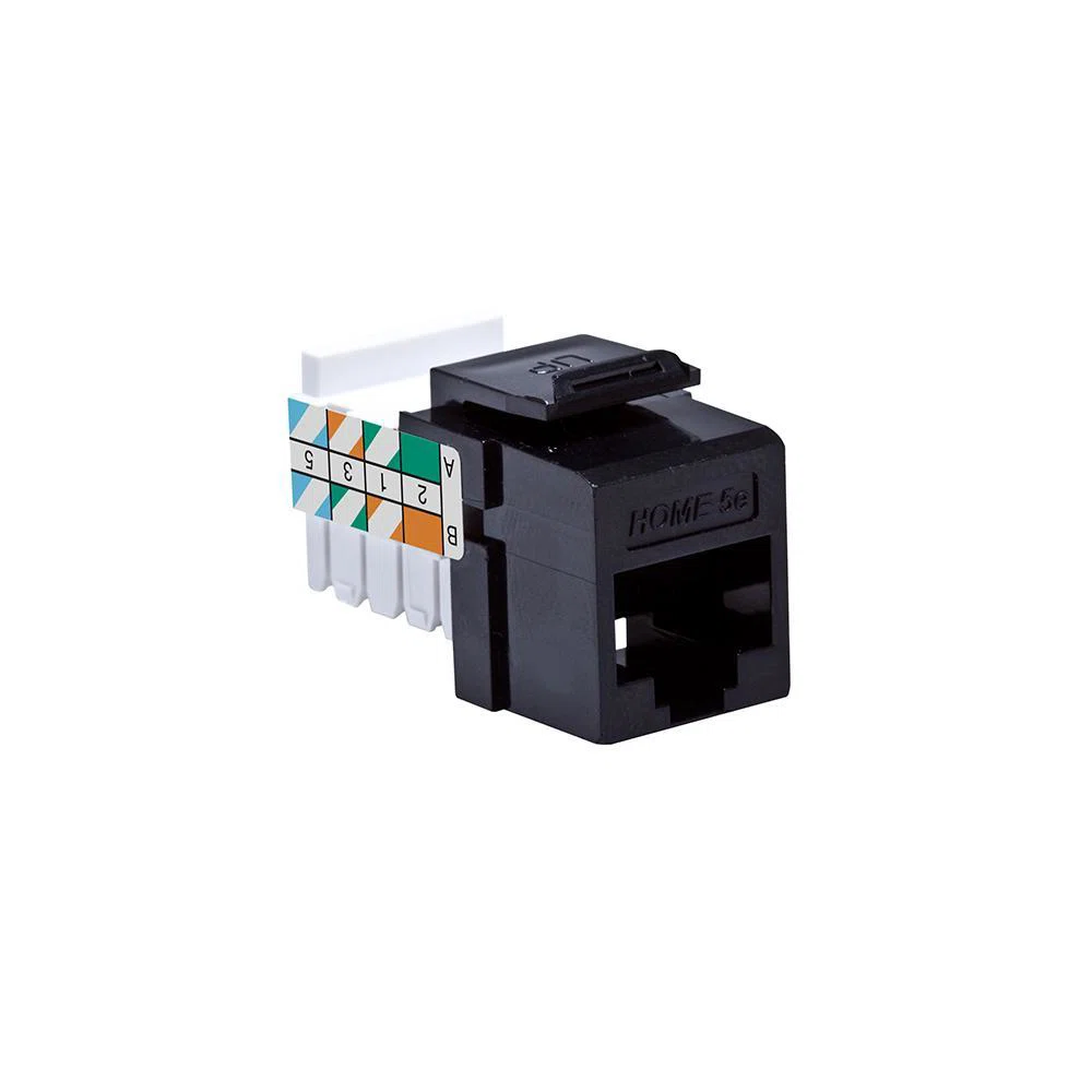 5EHOM-RE5 IDC Snap-In Connector, Cat 5e Module, Flush Mount, Plastic, Black