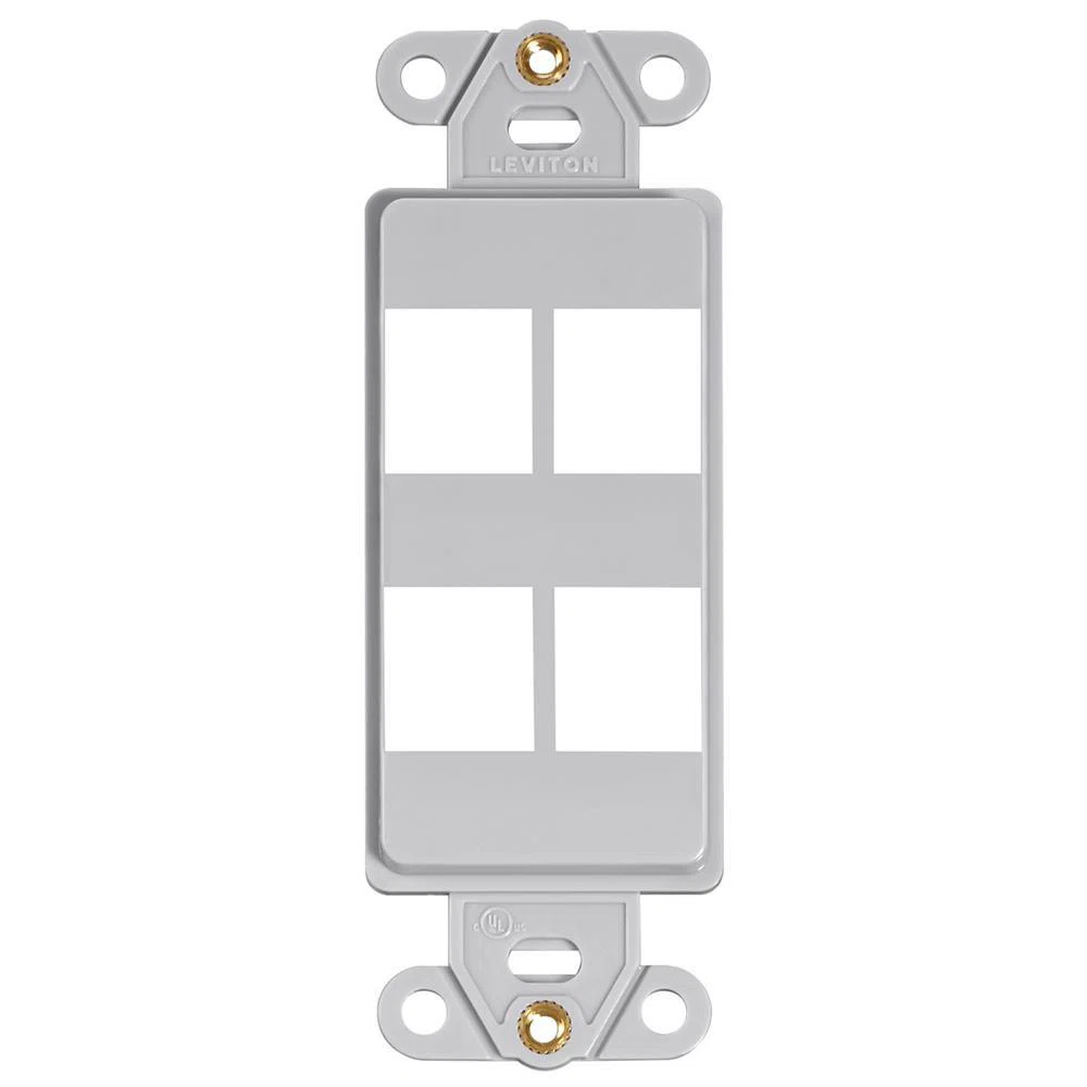 41644-GY Decora QuickPort Multimedia insert, 4 Ports, Fastened Mount, Gray