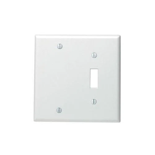 88006 Blank Standard Size Combination Wall Plate, 2 Gangs, 4.56 in W x 4.5 in H, Thermoset, White