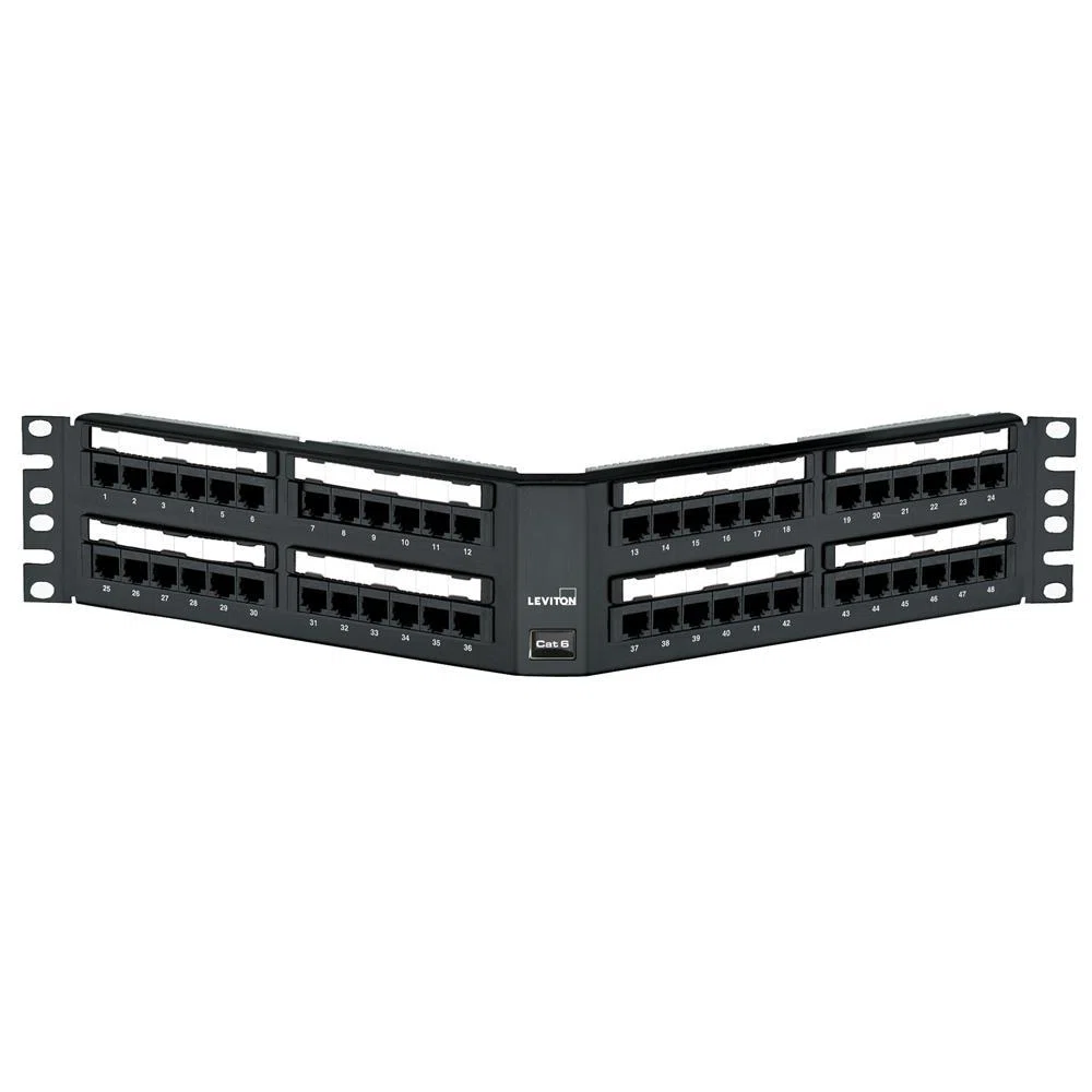 69587-U48 eXtreme 2-RU Angled Universal Patch Panel, 48 Ports, CAT 6, 26 to 22 AWG Terminal, Plastic/Steel