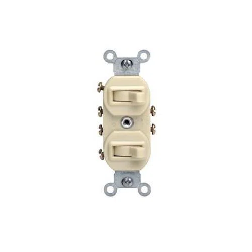 5243-I Traditional 3-Way Commercial Grade Duplex Non-Grounding Combination Switch, 20 A, 125 V AC, 1 hp