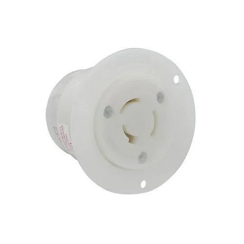 3326-C Non-Grounding Non-NEMA Receptacle Locking Flanged Outlet, 125/250 V AC, 20 A, 3 Poles, 3 Wires, White
