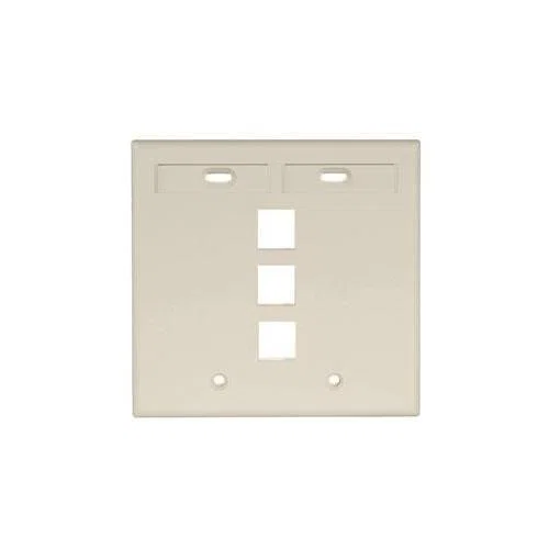 42080-3IP QuickPort Standard Size Wallplate With ID Window, 2 Gangs, 4-5/8 in W, Plastic, Surface Mount