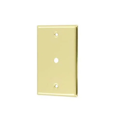 81013-PB Standard Size Phone/Cable Outlet, 1 Gangs, 2-3/4 in W, Brass, Box Mount