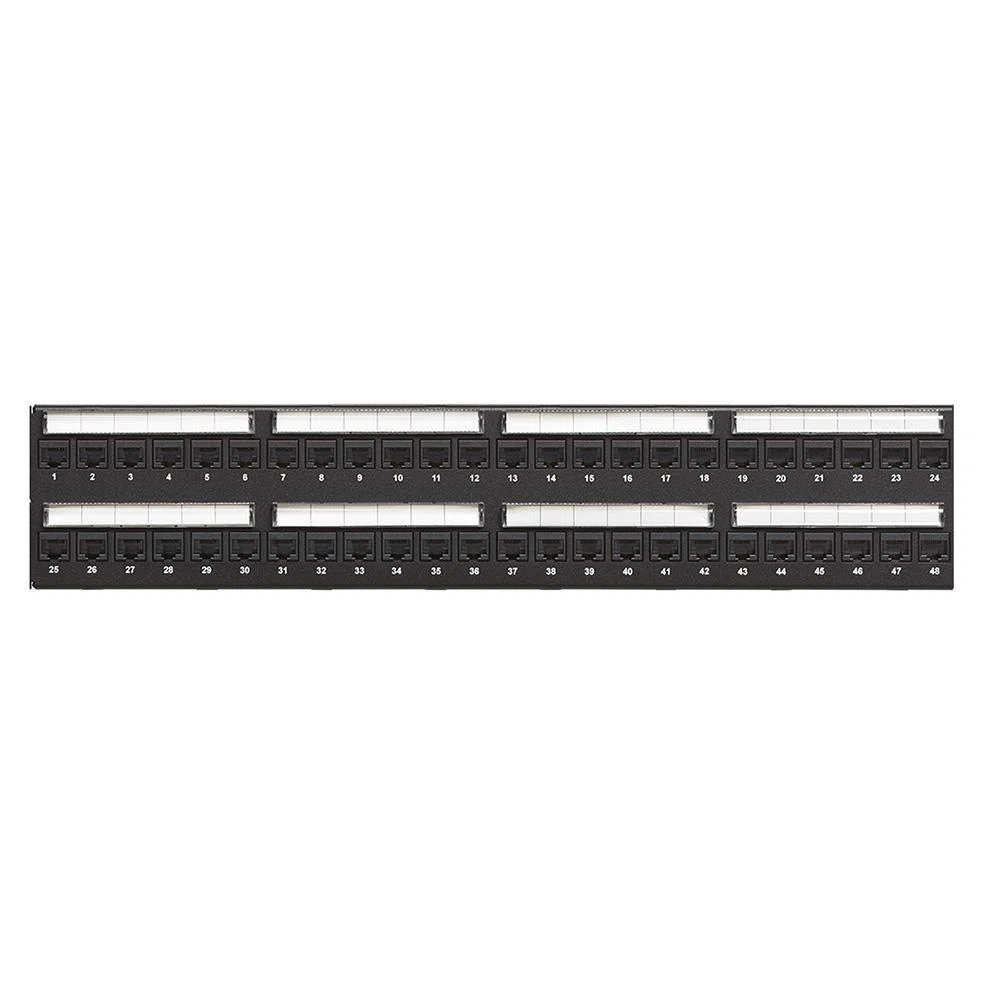6A586-U48 eXtreme 2-RU Flat Patch Panel, 48 Ports, CAT 6a, Plastic/Steel