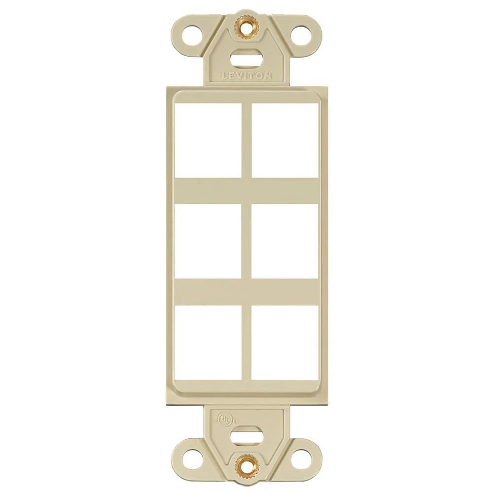 41646-I Decora QuickPort Multimedia Insert, 6 Ports, Fastened Mount, Ivory