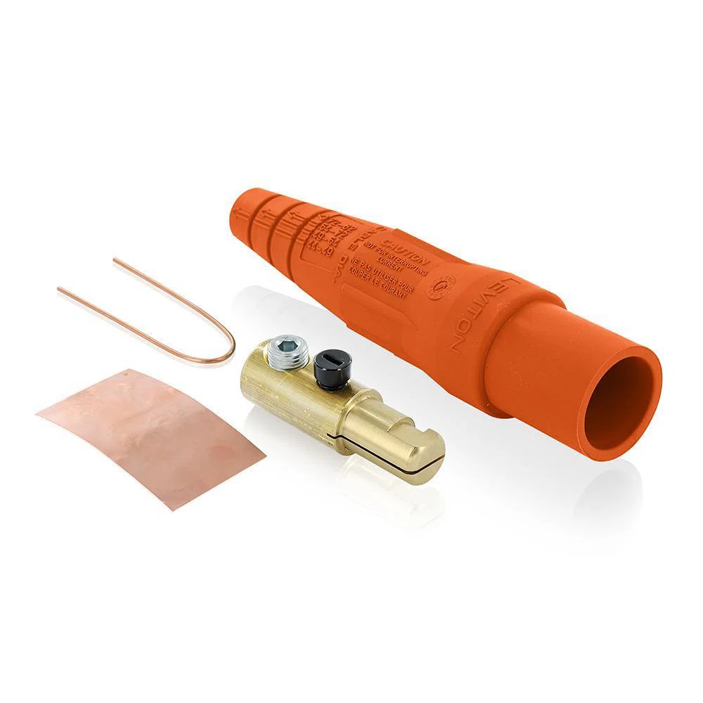 16D21-UO Rhino-Hide 1-Pole Cam Type Taper Nose While-in-Use Detachable Male Plug, 12 to 24 V AC/DC, 300 A, 2 to 2/0 AWG Wire, Single Setscrew, NEMA 3R