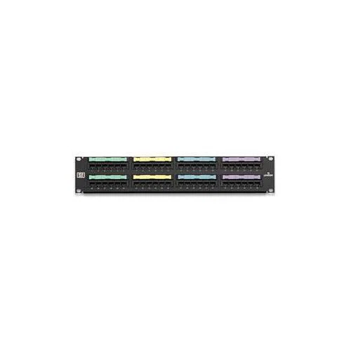 5G596-U48 GigaMax 2-RU Flat Patch Panel With Centralized Labeling Holder, 48 Ports, CAT 5e, 26 to 22 AWG Terminal, Plastic/Steel