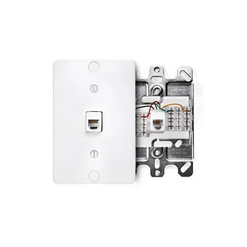 40253-W 110-Style Modular Quick Connect Telephone Wall Phone Jack With Metal Base, 1 Gangs, 3 in W, Plastic, Box Mount