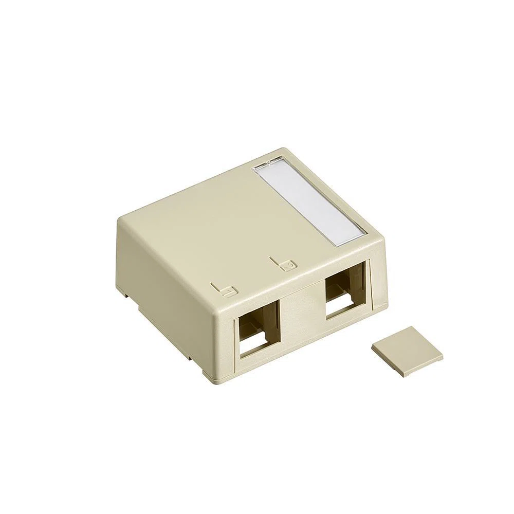 41089-2IP QuickPort 2-Port Outlet Box, Snap-In Module, For Use With Individual QuickPort Snap-In Connector Module, Surface Mount, Plastic