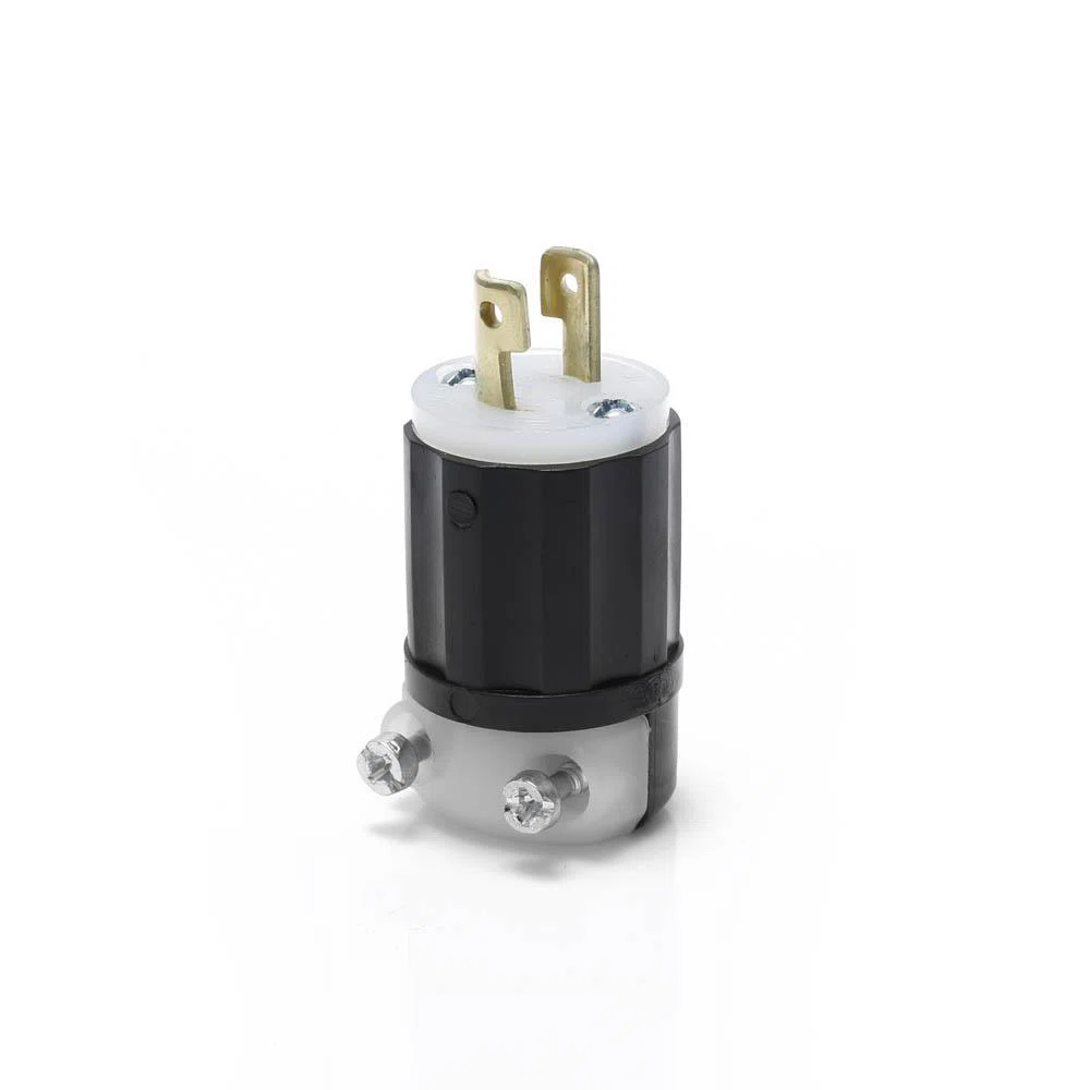 ML1-P Cable Mount Non-Grounding Locking Plug, 125 V AC, 15 A, 2 Poles, 2 Wires, Black/White
