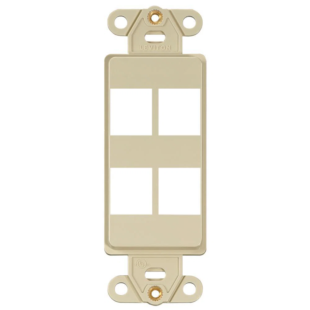 41644-I Decora QuickPort Multimedia Insert, 4 Ports, Fastened Mount, Ivory