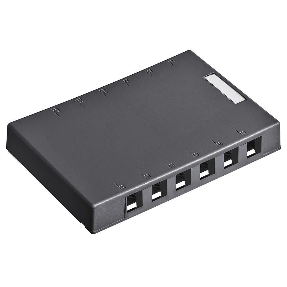 41089-12E 12-Port Outlet Box, Snap-In Module, For Use With All Individual QuickPort Modules, Surface Mounting, Plastic