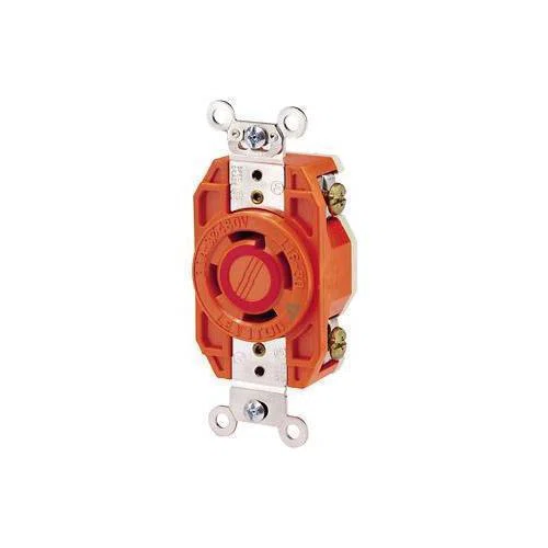 2730-IG 3-Phase Y Isolated Grounding Locking Receptacle, 480 V AC, 30 A, 3 Poles, 4 Wires, Orange
