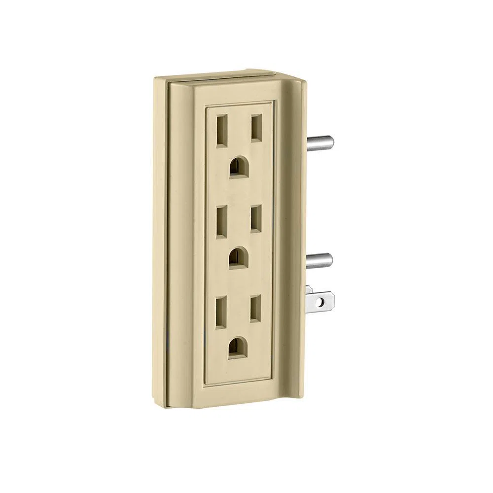 6VERT-I 3-Outlet Grounding Adapter, 125 V AC, 15 A