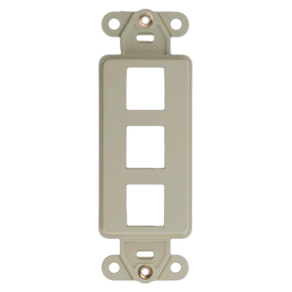41643-T Decora QuickPort Multimedia Insert, 3 Ports, Fastened Mount, Light Almond