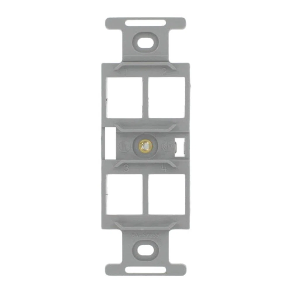 41087-QGP QuickPort Type 106 Multimedia Insert, 4 Ports, Fastened Mount, Gray
