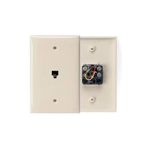 40539-PMI Midsize Screw Terminal Telephone Wall Jack, 1 Gang, 3-1/8 in W, Nylon, Box Mount