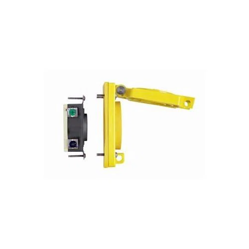 69W76 3-Phase Y Grounding Single Locking Receptacle, 480 V AC, 30 A, 3 Poles, 4 Wires, Yellow