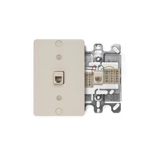 40253-I 110-Style Modular Quick Connect Telephone Wall Phone Jack With Metal Base, 1 Gangs, 3 in W, Plastic, Box Mount