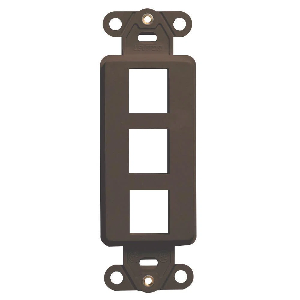 41643-B Decora QuickPort Multimedia Insert, 3 Ports, Fastened Mount, Brown