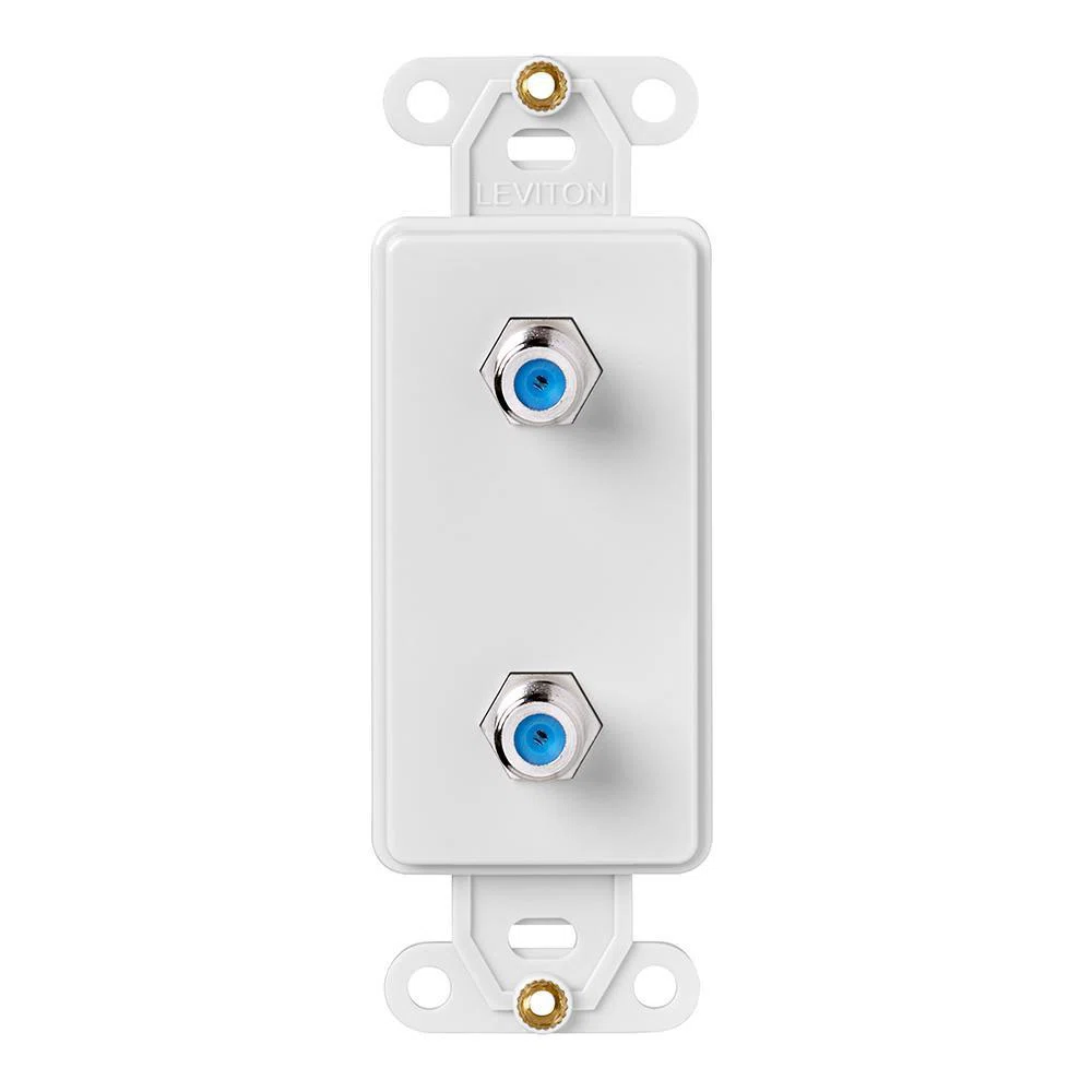 40682-W Decora QuickPort Duplex Rectangular CATV Video Wall Jack, F Connector, 2 Ports, 1 Gang, Fastened Mount, White