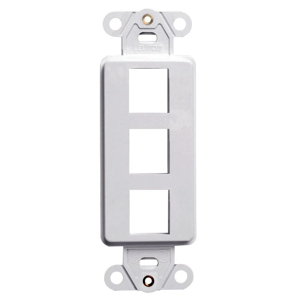 41643-GY Decora QuickPort Multimedia insert, 3 Ports, Fastened Mount, Gray