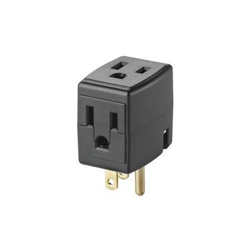 692-E Grounded Triple Cube Adapter, 125 V AC, 15 A
