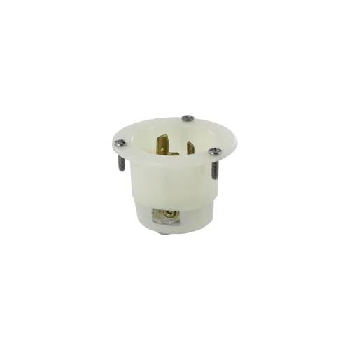 2665 Non-Grounding Receptacle Locking Flanged Inlet, 125/250 V AC, 30 A, 3 Poles, 3 Wires, White