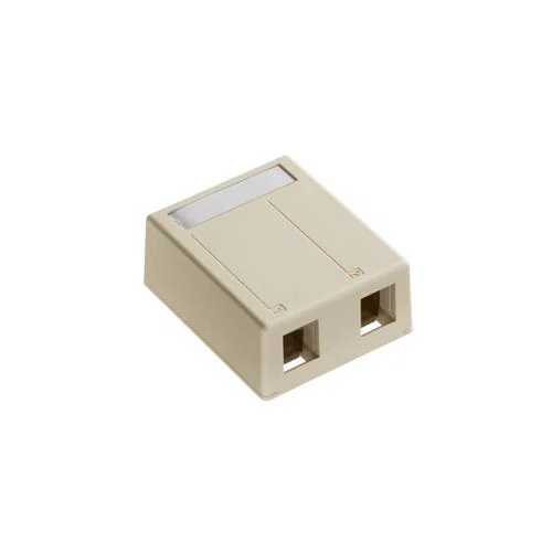4S089-2IP 2-Port Outlet Box, Snap-In Module, For Use With QuickPort Shielded Connector, Surface Mounting, ABS