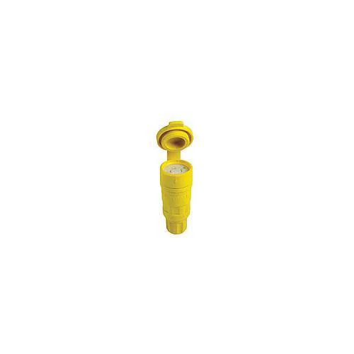 27W74 1-Phase Grounding Watertight Cable Mount Locking Connector, 125/250 V AC, 20 A, 3 Poles, 4 Wires, Yellow