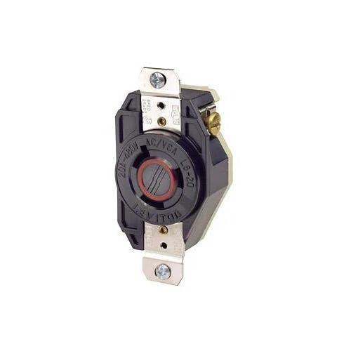 2340 Grounding Locking Receptacle, 480 V AC, 20 A, 2 Poles, 3 Wires, Black