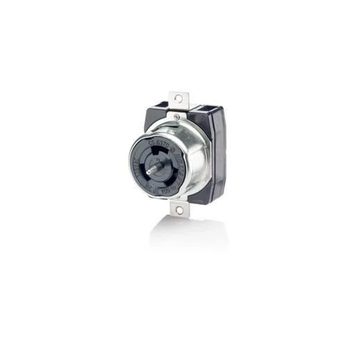 CS8469 California Style Grounding Locking Receptacle, 480 V AC, 50 A, 2 Poles, 3 Wires, Black