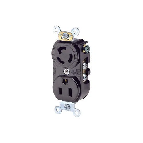 4792 Duplex Heavy Duty Lock/Straight Combo Grounding Locking Receptacle, 125 V AC, 15 A, 2 Poles, 3 Wires, Black