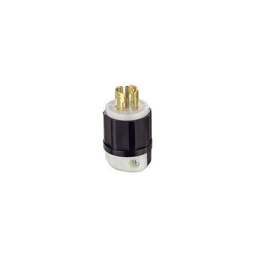 2811 3-Phase Grounding Cable Mount Locking Plug, 120/208 V AC, 30 A, 4 Poles, 5 Wires, Black/White
