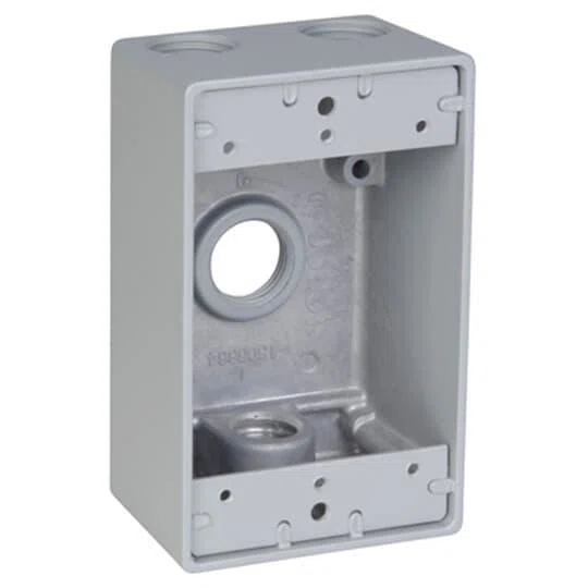 DIH4-2-LM Red Dot Universal Weatherproof Box With Mounting Lug, Die Cast Aluminum, 17.3 cu-in Capacity, 1 Gangs, 4 Outlets, 4-9/16 in L x 2-13/16 in W x 2 in D
